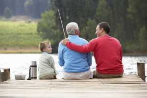 Father,son and grandfather fishing