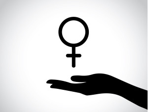 Hand Silhouette Protecting A Female Symbol - Female Health Servi