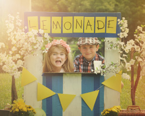 Entrepreneur Business Kids Selling Lemonade At Stand